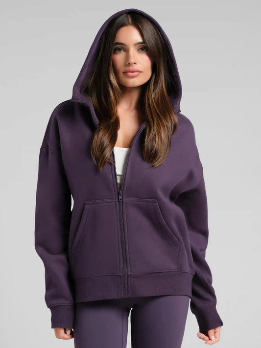 Basic Crop Zip Hoodie